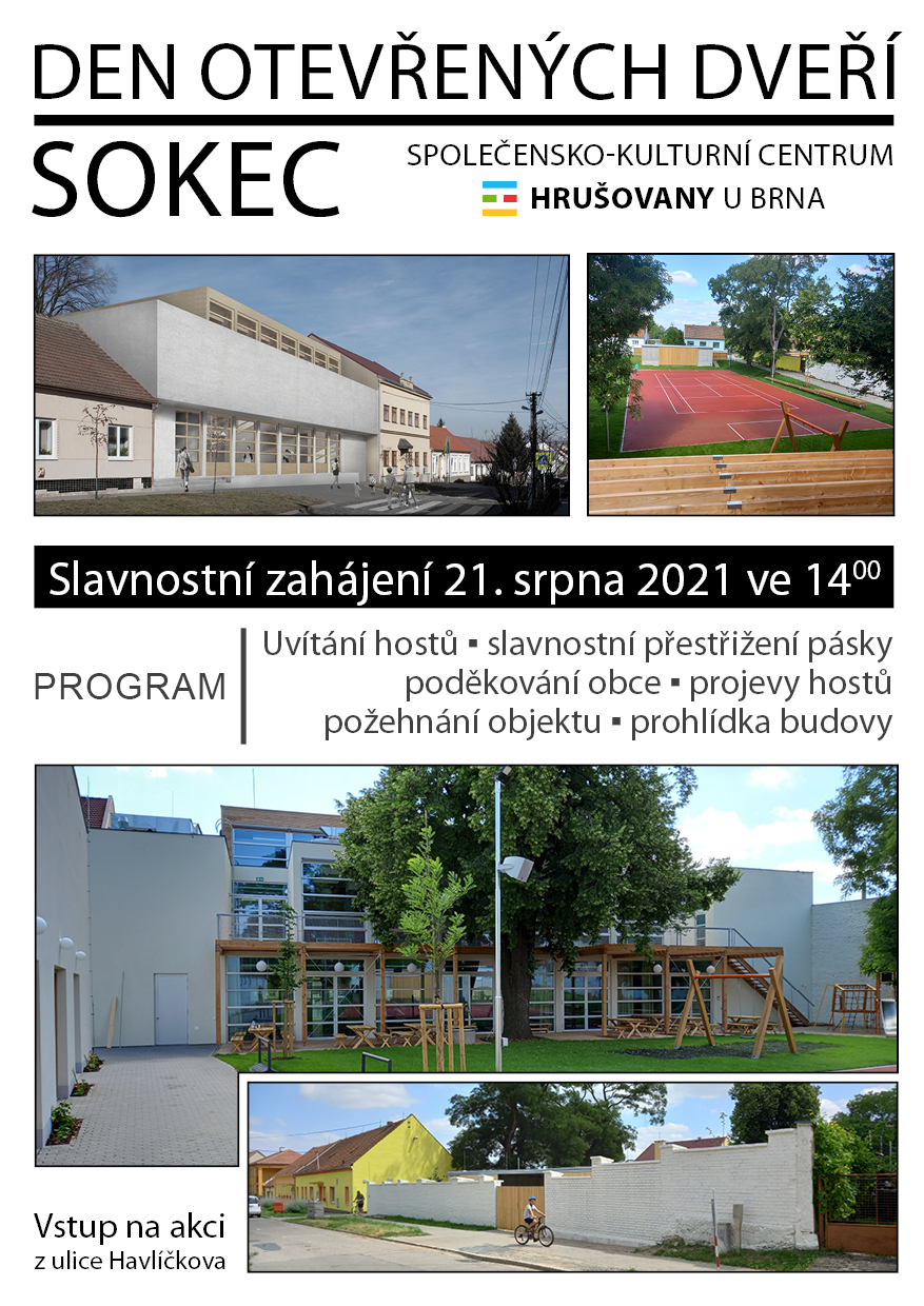 Den otevřených dveří Sokec - 21. 8. 2021 od 14 hod., vstup na akci z ulice Havlíčkovy